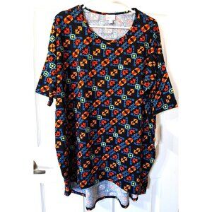 Lularoe Women's Irma L Short Sleeve Tunic Multicolor Aztec Print New w/Tags